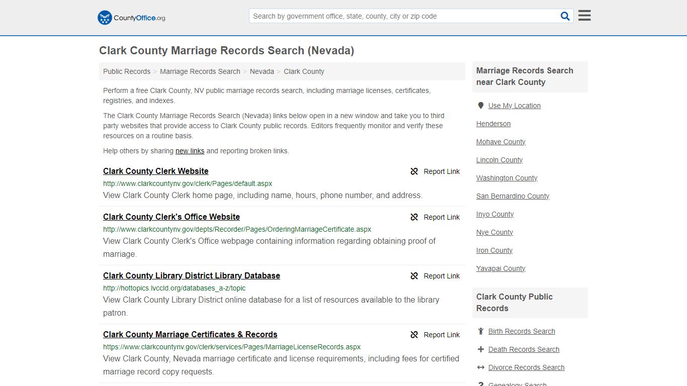 Marriage Records Search - Clark County, NV (Marriage Licenses ...